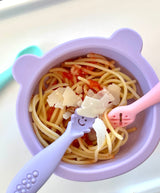 Bear Suction Bowl and Mini Cutlery Set - Purple