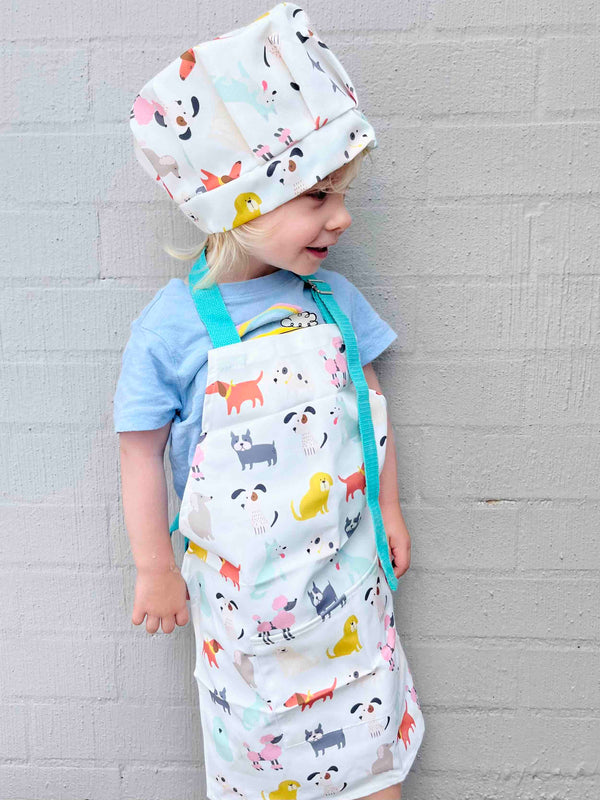 Kids Puppy Cooking Apron and Chef Hat Set