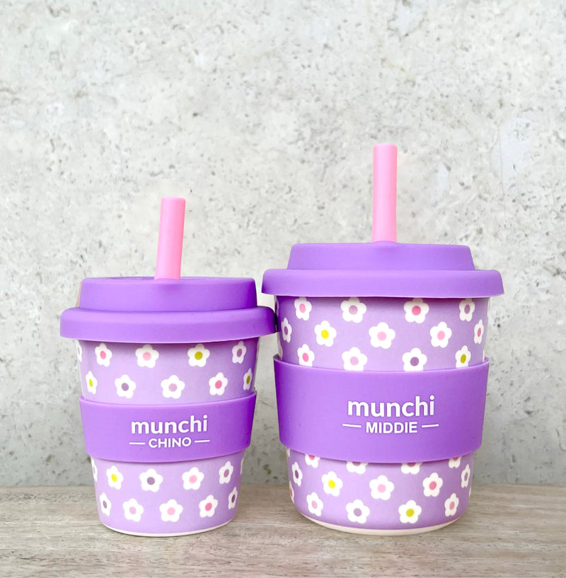 Flower Middie and Babychino Cup Bundle - Straws Included