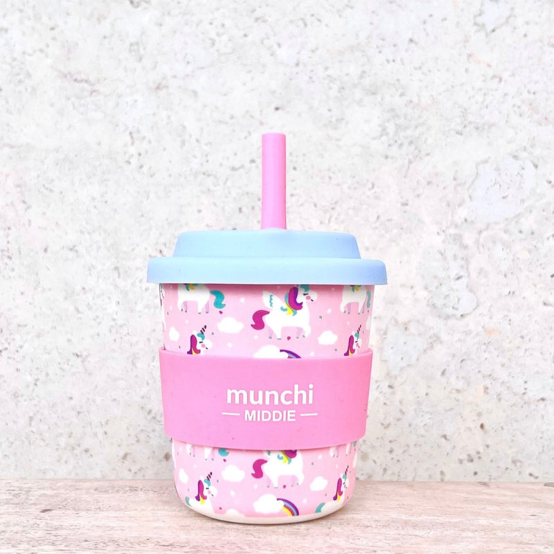 Unicorn Middie Single Cup (8oz/240ml) Pink Straw Included